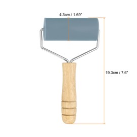 HARFINGTON 2pcs Rolling Pin 7.6" x 1.69" Silicone Roller Wood Handle Non-Stick Fondant Roller Dough Roller Rolling Pins for Baking Cookie Pastry Clay, Gray