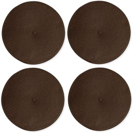 tag Placemats for Dining Table, Round Handwoven Placemats Set of 4 in in Chocolate Brown Color, Dinner Table Round Place Mats - Size: 15 inches Chocolate Brown