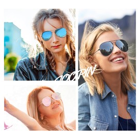 Joopin 3 Pack Polarized Aviation Sunglasses for Men Women UV Protection, Mirror Blue Sun Glasses, All Black Sunnies, Cute Pink Shades