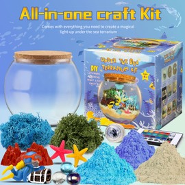 Light-up Terrarium Crafts Kit for Kids, Ocean Themed Terrarium Arts and Crafts Summer Activities Toys for Kids, DIY Your Own Night Light, Birthday Gift for Boys Ages 4 5 6 7 8 9 10 11 12 Year Old