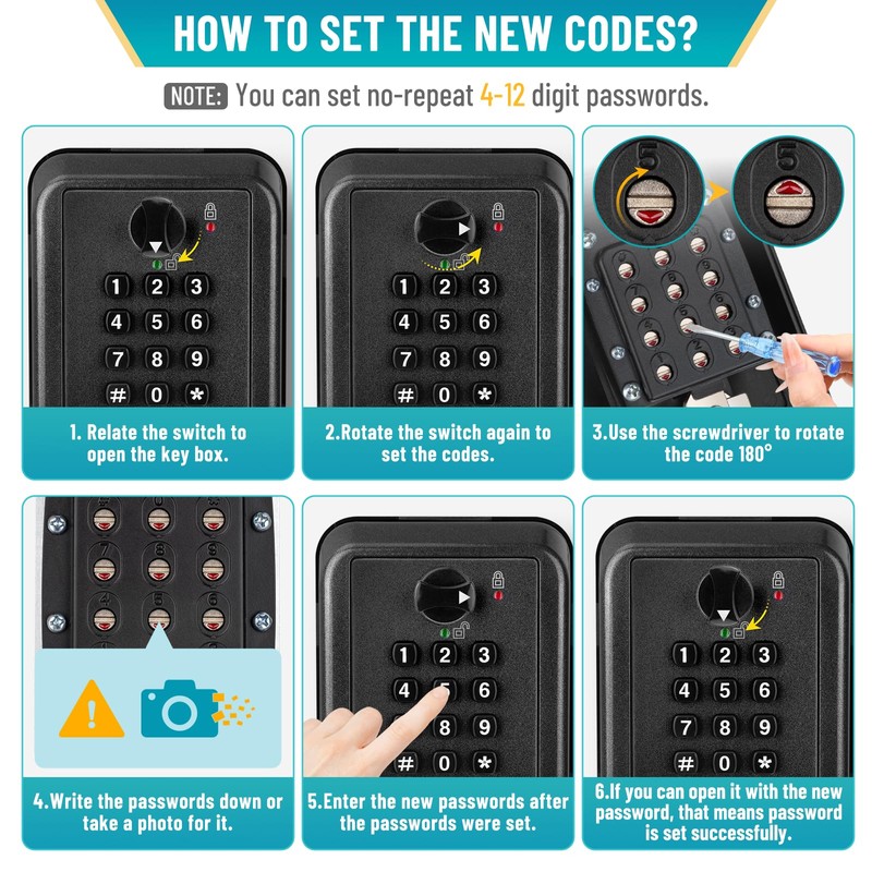 Key Lock Box with Code, Wall-Mounted LockBox for Keys with