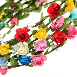eBoot 15 Pieces Assorted Colored Flower Crown Wreath Headband Garland Headbands for Wedding Festival Party Vacation Photography Props