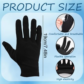 BFSYRR Black Cotton Gloves,Cotton Gloves,12 Pcs Mitten Comfortable Breathable Men Women for Jewelry Inspection Archival Cleaning Dry Hands