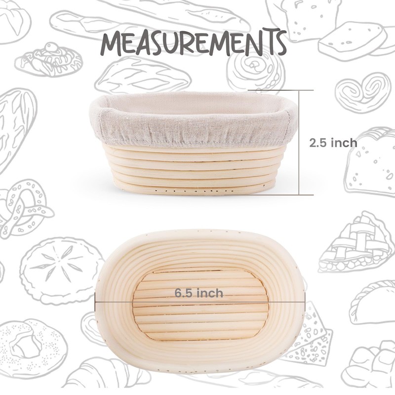DOYOLLA Mini Oval Proofing Set (6.5inch, set of 5), Sourdough