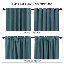 PONY DANCE Blackout Window Curtains - Back Tab Window Treatments Curtain Panels/Draperies Room Darkening Noise Reducing Home Fashion, Wide 42 x Long 36 inches, Slateblue, One Pair