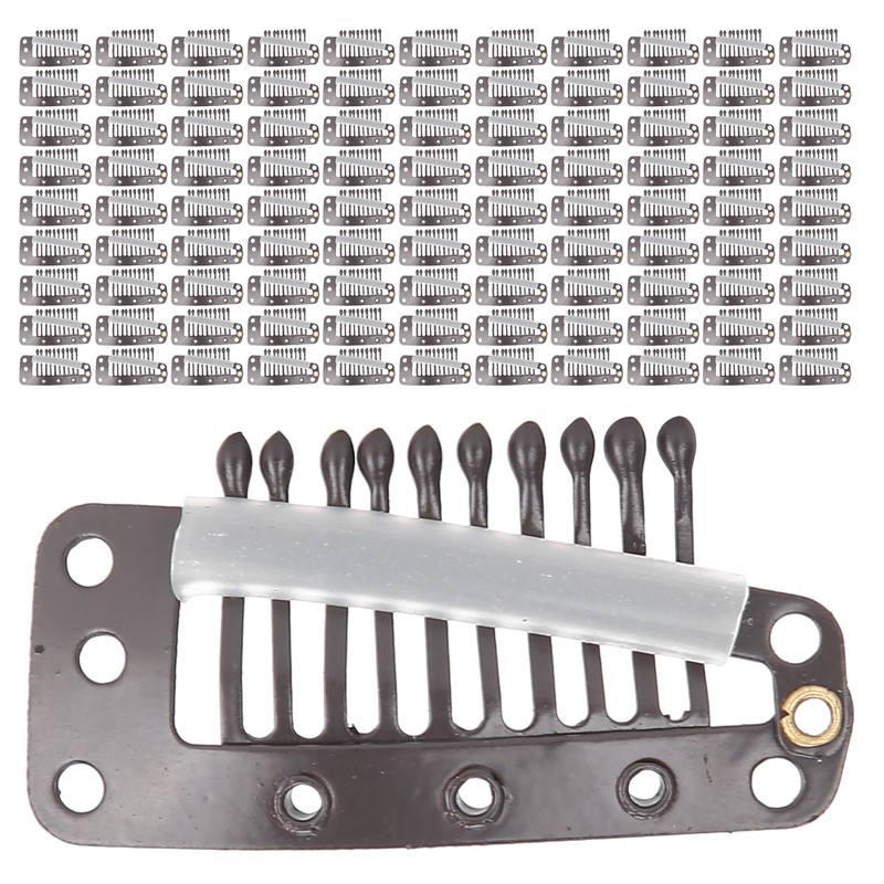 100pcs 10 Teeth Wig Clip Stainless Steel DIY Hairpiece Snap