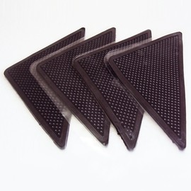 Home and Garden Co Rug Mat Carpet Grippers Corners - Non Slip Anti Skid Pads (4-Piece Set) - Black