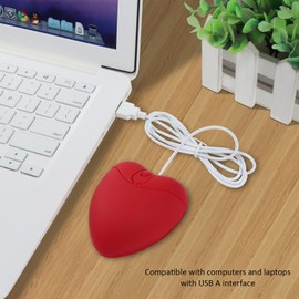 Wired Mouse, Heart Shaped Wired Mouse, Cute Cartoon Mouse, Portable Small Wired Travel Mouse, Suitable for Computers, Laptops, Schools, Home Offices, Kids Gifts (Red)