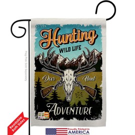 Breeze Decor Wild Life Adventure Garden Flag Set with Stand Animals Outdoor Deer Bear Wolf Pet Nature Farm Animal Creature Small Decorative Gift Yard House Banner Double-Sided Made in USA 13 X 18.5