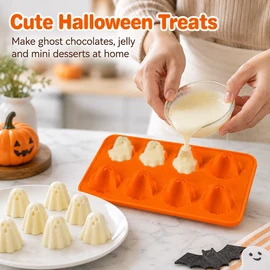 Ghost Silicone Mold for Halloween Treats – Non-Stick Baking Mold for Chocolate, Candy, Jelly, Mousse & Party Desserts