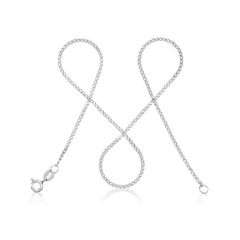 modabilé Women’s Curb Chain Necklace, 925 Sterling Silver, Length: 35 - 90 cm, Width: 1.3 mm, Without Pendant, Delicate 925 Silver Chain With Gift Case, Made In Europe, Silver, grey