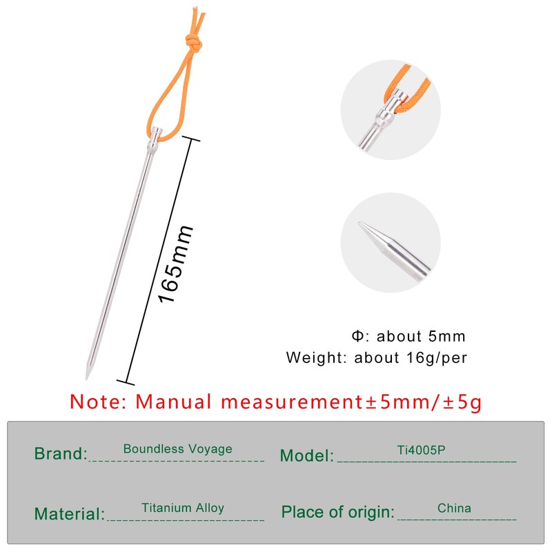 Boundless Voyage 4/8/12PCS Titanium Alloy Lightweight Camping Tent Stakes Pegs