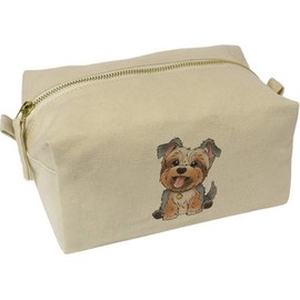 'Happy Yorkshire Terrier' Canvas Wash Bag/Makeup Case (CS00043842)