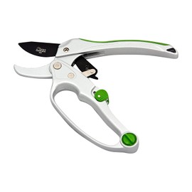 Cate's Garden - Tijeras de poda de carraca de 8 pulgadas de fácil acción, diseñadas para recortar sin esfuerzo setos y ramas de árbol, cuchillas SK5 de alto carbono resistentes para una durabilidad duradera