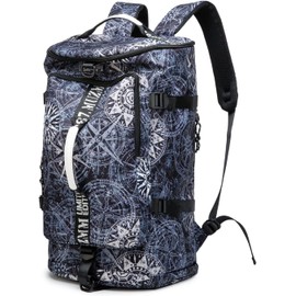 FUNYAGO Gym Duffle Bag Waterproof black Laptop Backpack Suitable for Hiking, Fishing, Travel 40L Large Capacity Trendy Cool Lightweight Backpack for Men and Women