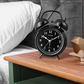 TIMESS 4.7 Inch Super Loud Alarm Clock for Heavy Sleepers Adults,Retro Twin Bell Vintage Alarm Clock for Bedrooms Bedside, Silent Non-Ticking Alarm Clock with Snooze Function