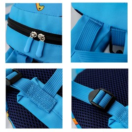 TOPWAYS Kids Dinosaur Backpack Boys Girls Toddler Rucksack, Cartoon Safety Anti-Lost Strap Rucksack with Reins, for 1-5 Years Old Toddler (Sky blue)