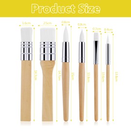 Set of 6 Nylon Bristle Paint Brushes Professional Artist Paint Brushes Round Flat Paint Brushes, DIY Art Crafts Supplies Wooden Paint Brushes for Oil Painting Watercolor Canvas Slate Rock Surface
