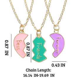 Best Friend Necklaces for Women Birthday Gifts for Besties Friendship Necklace for 3 Aesthetic Matching Heart Necklaces for Woman Birthday Gift for Best Friends Long Distance Gifts for Friends