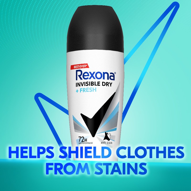 REXONA Women Invisible Dry Roll On 45ml - Helps Shield