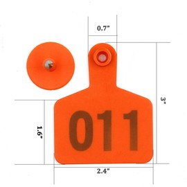 Farm & Ranch Cow/Cattle Ear Tags/Orange Ear Tags for Cattle with Number 001-100