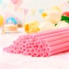 100 Pcs Heart Shaped Pink Straws, Individually Wrapped Disposable Plastic