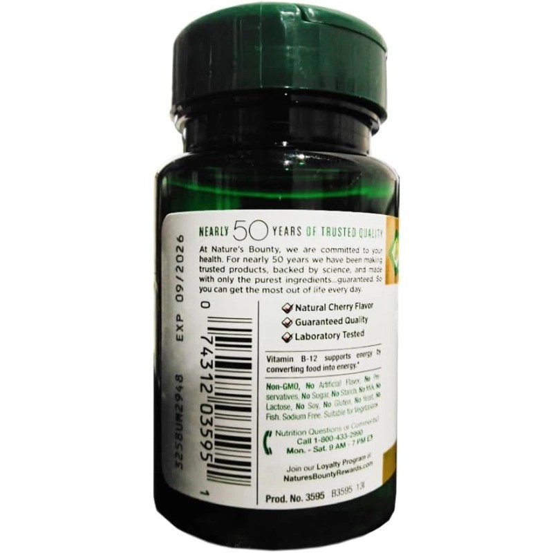 Nature’s Bounty Vitamin B12 1000 mcg, Energy Support, 200 Tablets
