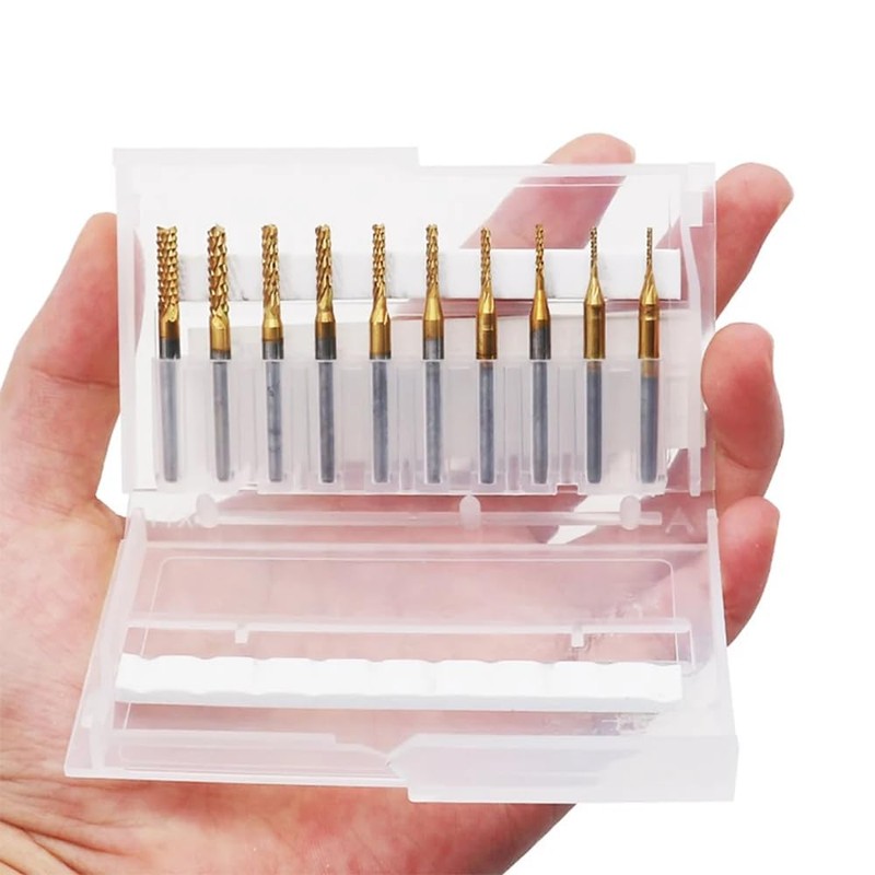 10 Pieces Titanium Coated End Mill Carbide CNC Cutter Tools