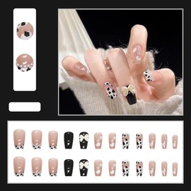 AiMMei Nail Tips, 24 Pieces, Medium, Short, False Nails, Medium Long, Cute, Stylish, Convenient, Nail Art, Adult Ceremonies, Bride Nails, Easy to Apply, Double Sided Tape Included, Tools Included, For