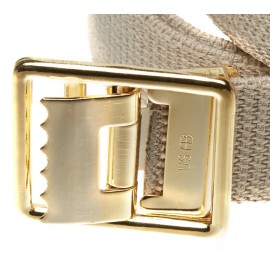 Jackster Inc Mens USMC/Marine Corps Military Grade Web Belt, Open Brass Belt Buckle - Khaki