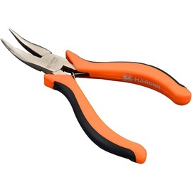 Edward Tools Mini Bent Nose Pliers 4.5” - CRV Steel with Ergonomic Handle - Mini Bent Needle Nose Pliers for Jewelry Making, Tight Places, Wide Profile Handle for Precise Use