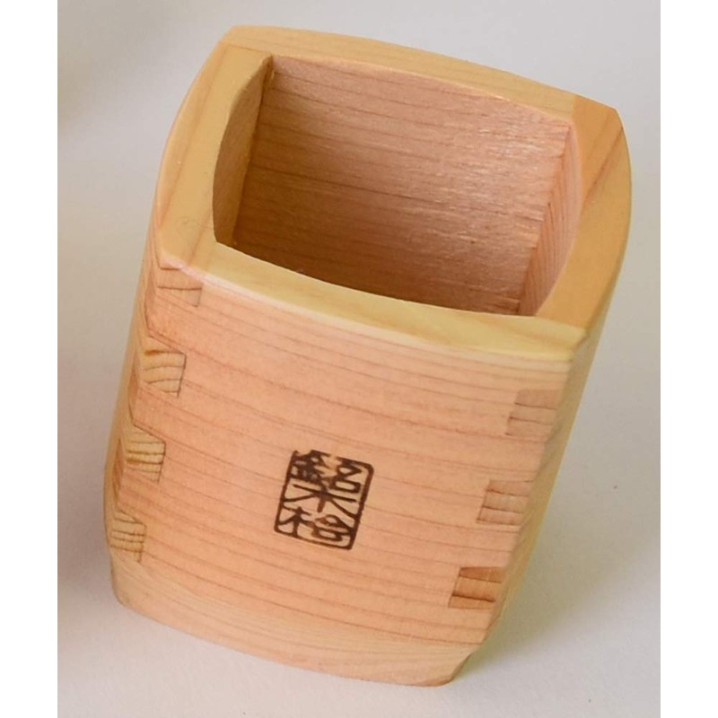 Kiso Kogei Tokuri Wooden Hinoki Horn Guinomi Set of 4