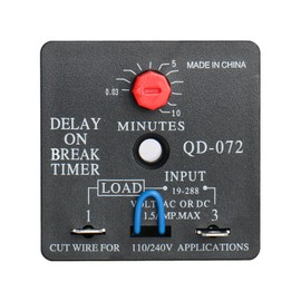 BAOMAIN Delay ON Break Timer QD-072 1.5A 18-240 VAC 0.03-10 Minutes Adjustable Time Delay Switch Replacement (1), Black