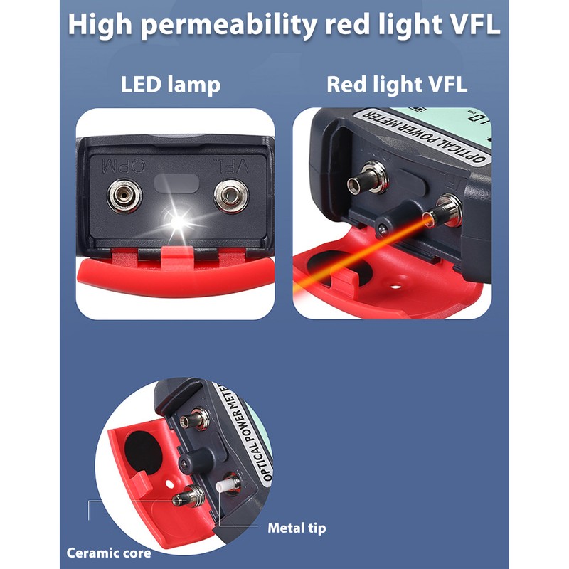 20KM Fiber Optic Power Meter Red Light VFL Visual Fault