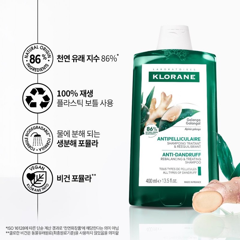 클로란 [지루성두피&가려움케어] 갈랑가 진저 비듬 샴푸 400ml x 2개 +