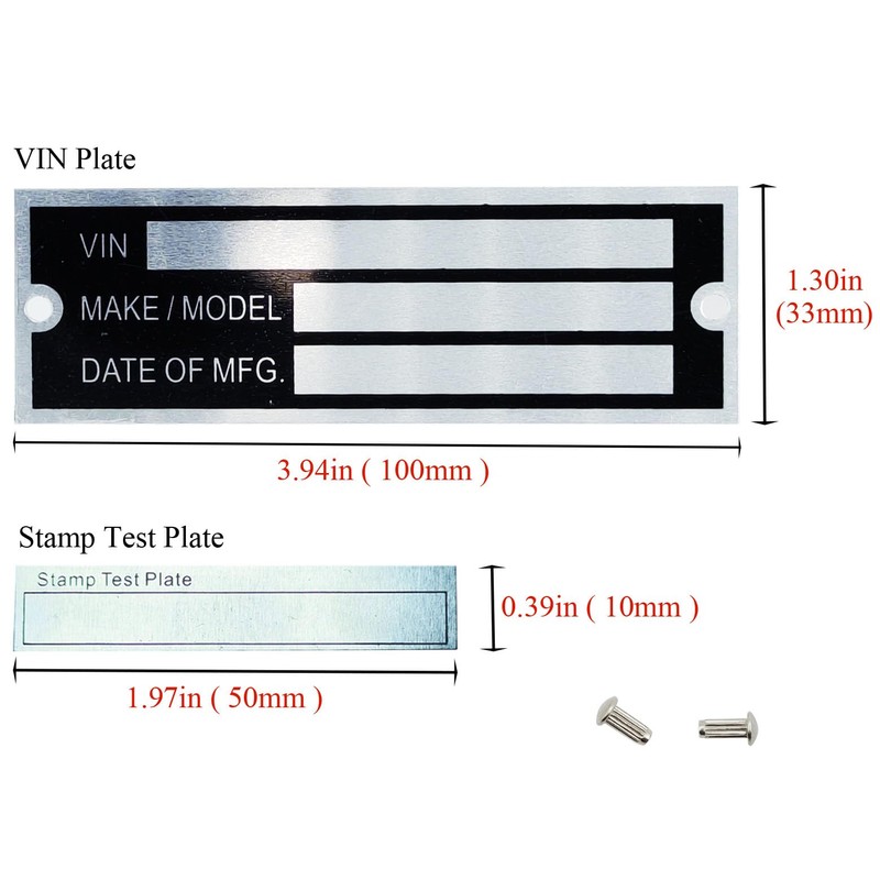 Trailer VIN ID Plate Blank Data TAG Model Identification VIN