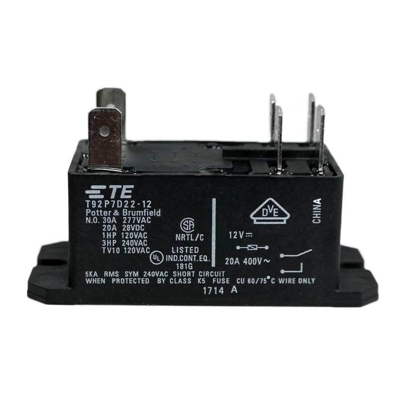 TE CONNECTIVITY/Potter & BRUMFIELD T92P7D22-12 Power Relay, 12VDC, 30A, DPST-NO,