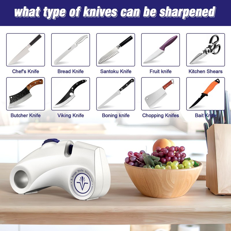 Homly Knife Sharpeners with Multifunctional 5-Stage Sharpening Angles 15°, Polishing