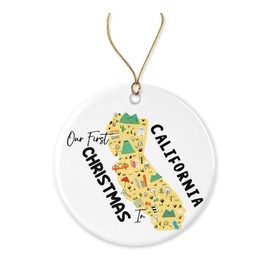 Our First Christmas In California - State Usa Ornament - New Home Christmas - Us State Souvenir Gifts - Xmas Tree Hanging Decorations For New House - California Ornament Printed on Both Sides