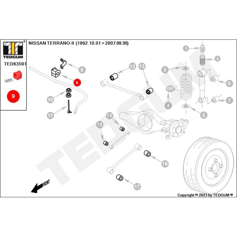 TEDGUM TED63591 POLYURETHANE BUSHING REAR STABILIZER (INNER)