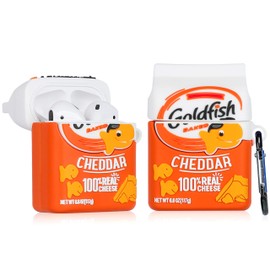 Oqplog for AirPod 2/1 Case Food Design Cover for AirPods Silicone Cases Air Pods Cute Funny Cartoon 3D Kawaii Fun Soft Designer Unique Fashion Cool Pretty for Girls Boys Teen Girly (Gold Fish Cookie)