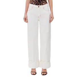 Lioness Women's Top Model Cuffed Jeans, Porcelain, White, XXXL