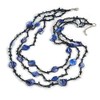 Avalaya 3 Strand Purple Blue/Black Glass Shell Bead and Semiprecious