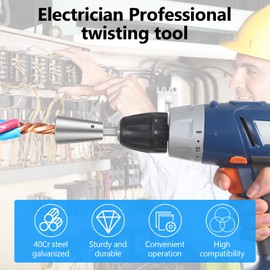 Wire Twister Tool for Drill, Drill Wire Twister, Wire Nut Twiter for Drill, Wire Twister Tool for Drill and Wire Connector Driver, Enhanced Wiring Efficiency (Sliver 2Pcs)