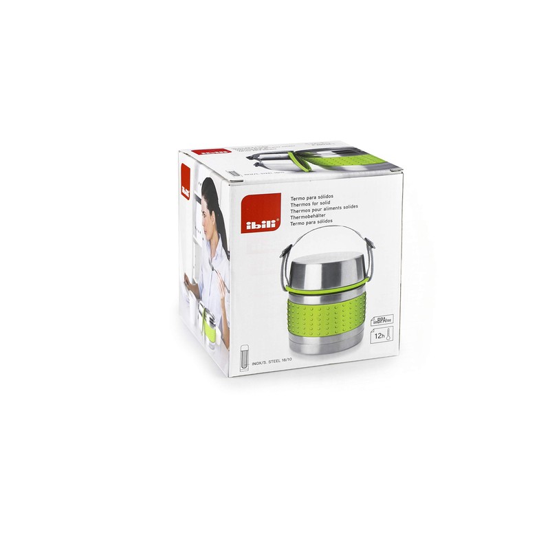 IBILI "Class Thermos Flask for Solid Food, Silver/Green, 1000 ml