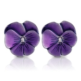 DANFORTH – Mini Pansy Post Earrings, ½” – Purple Flower Earrings – Violets & Pansies – Amethyst February Birth Month Earrings For Women – Made In USA
