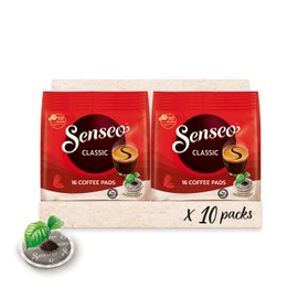 Senseo Classic Medium Roast Coffee Pods, Single Serve Pods Bulk Pack for Senseo Coffee Machine, Compostable Pods for Hot or Iced Coffee, Cold Brew Coffee, 16 Count, Pack of 10