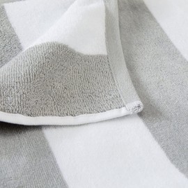 Stylish 4 Piece Light Gray Beach Towel Set, 100% Cotton, Ultimate Soft, Ultra Absorbent, and Highly Durable, Cabana Stripe Design | All Season Quick Dry, Fluffy Warm Thick & Comfy Pretty Silver Shade