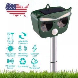 DONWELL 360° Solar Ultrasonic Pest Sensor Repellers Deterrent Animal Outdoor Waterproof