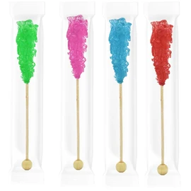 Fruidles Cherry Rock Candy Lollipops Pops Candy Suckers, Variety Flavor and Color Assortment, 5.5" (12-Pack)